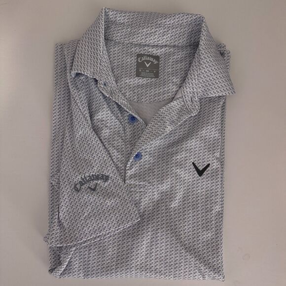 Callaway Men's Performance Short Sleeve Golf Polo Size S EUC White Birds Print - Picture 1 of 5